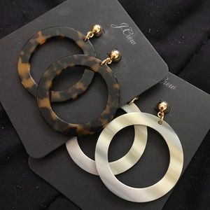Pair Jcrew Plastic hoop earrings with cloth pouch